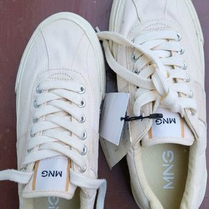 Mango Off White Solid Sneakers