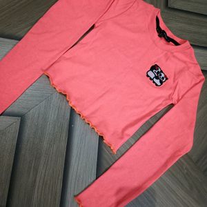 Crop Top Orange Coral Colour Women (S)