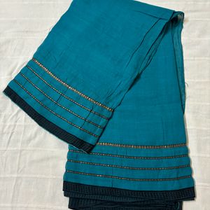 Dark Green Pure Cotton Saree