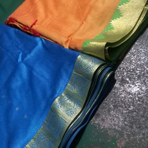 Blue And Orange Saree