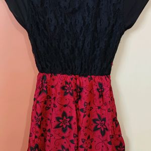 Black And Pink Floral Lace Top