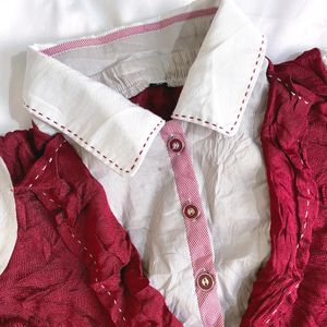 Pinterest Cottagecore Red & Silver Pullover Top