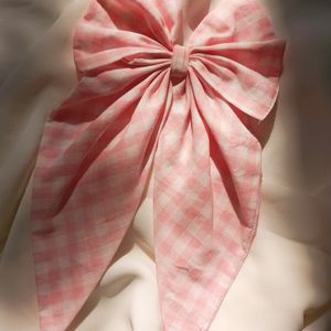 Gingham Long Tale Hair Bow Clip