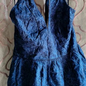 Blue Halter Neck Dress 👗 Side Zipper