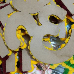 Yellow OM MDF Pooja Mandir Banner