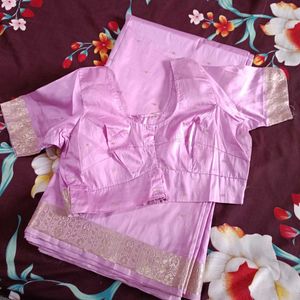 Silver Border Saree With Blouse