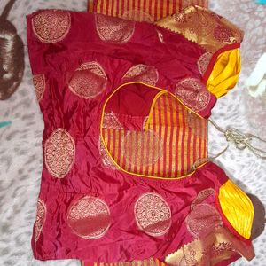 Silk Saree With Desgined Blouse Stitched