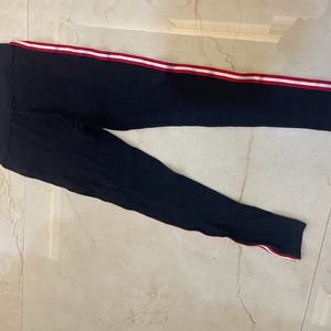 Red White Side Stripe Black Gym Pant