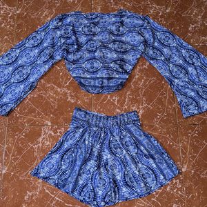 Blue Aztec Print Co-Ord Set