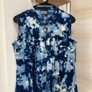 VERO MODA Blue Tie-dye Effect Denim Sleeveless Top