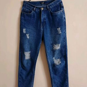 Women High Waist Ripped Jeans