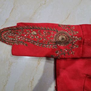 Heavy Pure Silk Zardosi 1/3rd Hand Blouse