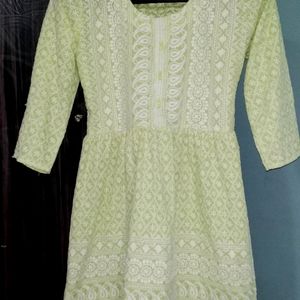 Lime Green Chikankari Kurti