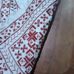 Neck Embroidery Patch White And Red Colour