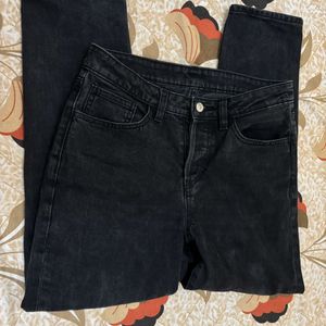 High Waist Charcoal Mom Fit Denim