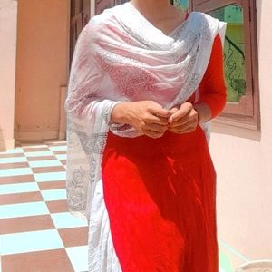 Red Suit With White Salwar