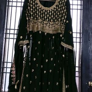 New Olive Heavy Party Wear Embroidered Kurta Set