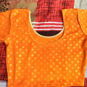 Golden Zari Organe Blouse