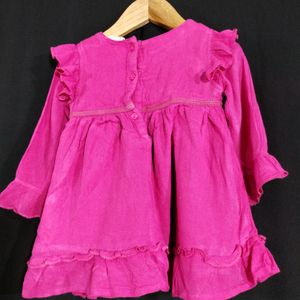 Babyhug Pink Embroidery Printed Dress (Girls)