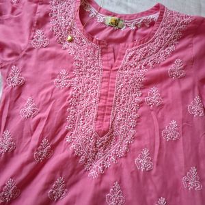 Pink Chikankari Kurti🌺