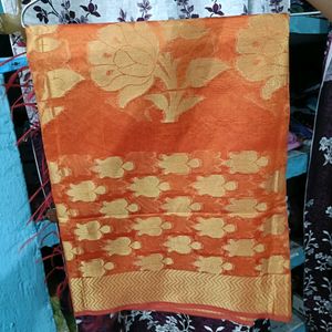 Orange Banarasi Silk Dupatta