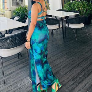 Green Floral Printed Maxi Dress