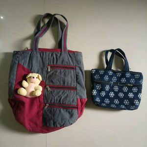 combo of 2 pure cotton handbags