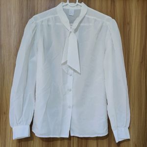 Korean Milky White Crushed Look Shirt