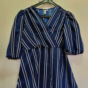 Navy Blue A-line Top For Women