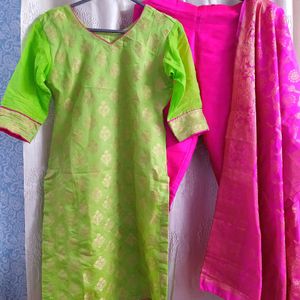 New Silk Kurta Trouser With Banarasi Duppata