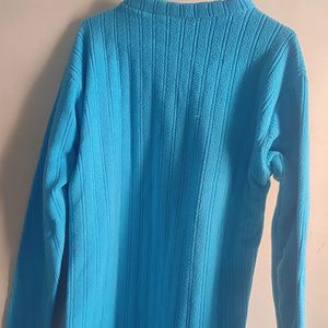 Blue Turtle Neck Stretchable Full Sleeve Sweater