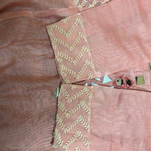 Pink Mirror Work Kurti