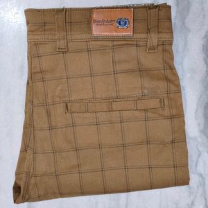 Mens Checked Chinos Khaki Size -28