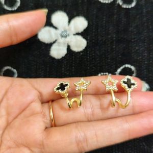 Korean Black Studded Earrings