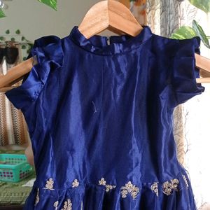 Rich Gold Work Navy Blue Frock 5year