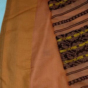 Cotton Saree In Orange Colour