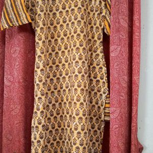 Ajrakh fabric Pure Cotton Kurti One side Pocket