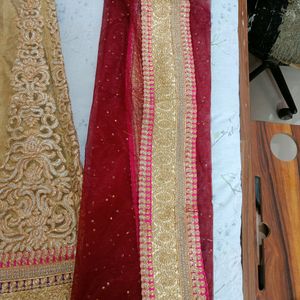 Golden Pink Red Lehenga