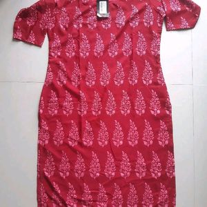 Branded  Red Crepe  Kurti