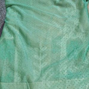 Soft Net Embroidery  Saree With  Out  Blouse  Pc