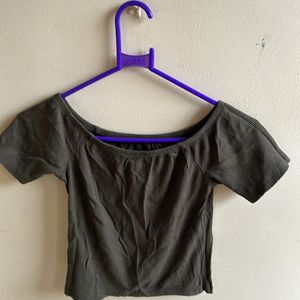 Olive green crop top