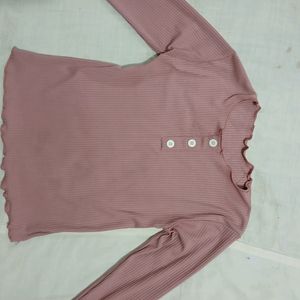 Pink Ribbed Top Women