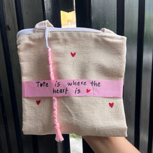 Heart Print Tote Bag