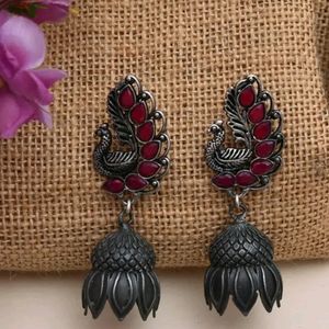 Oxidised Black Jhumka Jhumki Earrings