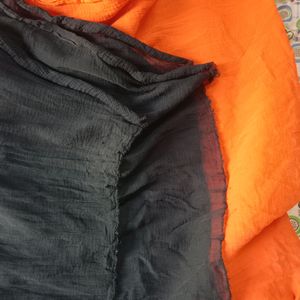 Used Orange And Black Color Dupatta