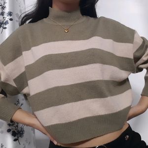 H&M Olive Arcylic Jumper Sweater For Women