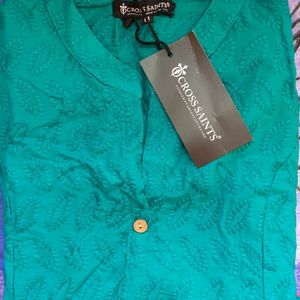 Chikankari Kurta - Green(Teal)