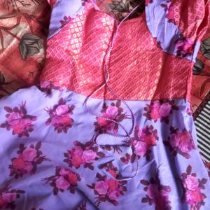 pink And Lavender colour printed georgette dress