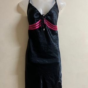 Korean Silk Sexy Black One Piece