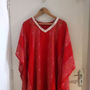 Beautiful Kaftan Kurti With Nice Lace Detailing